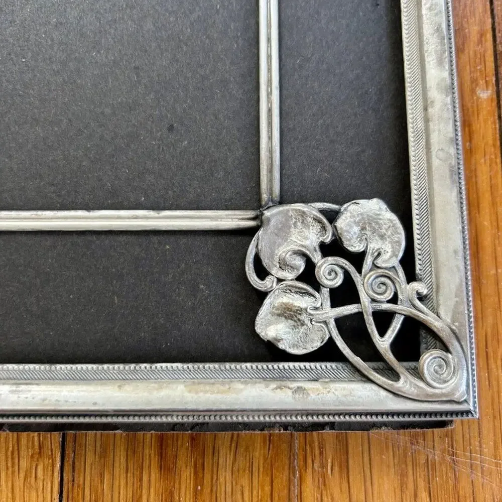 Vintage Silver Plated Repousse Picture Frame NO GLASS with Black & White Photo